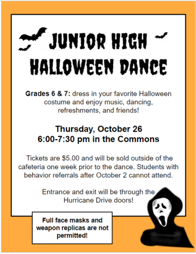 Jr. High Halloween Dance 2023 information
