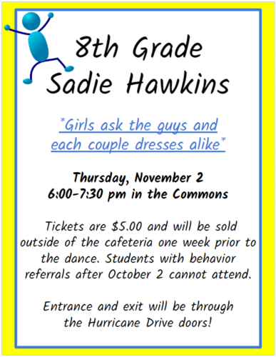 Jr. High 8th grade Sadie Hawkins Dance 2023 information