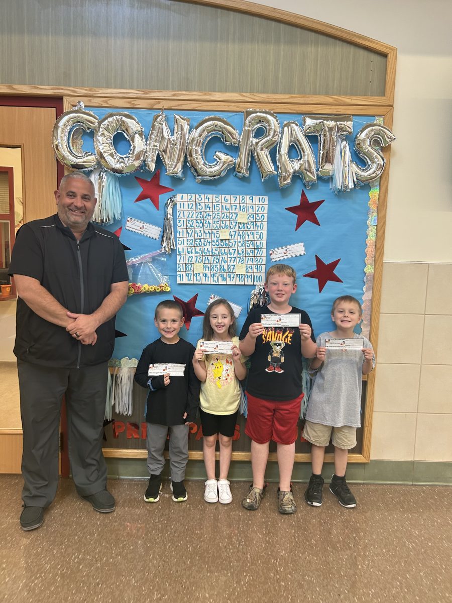 Group photo of Mr. Anderson with Lockley's first PBIS winners